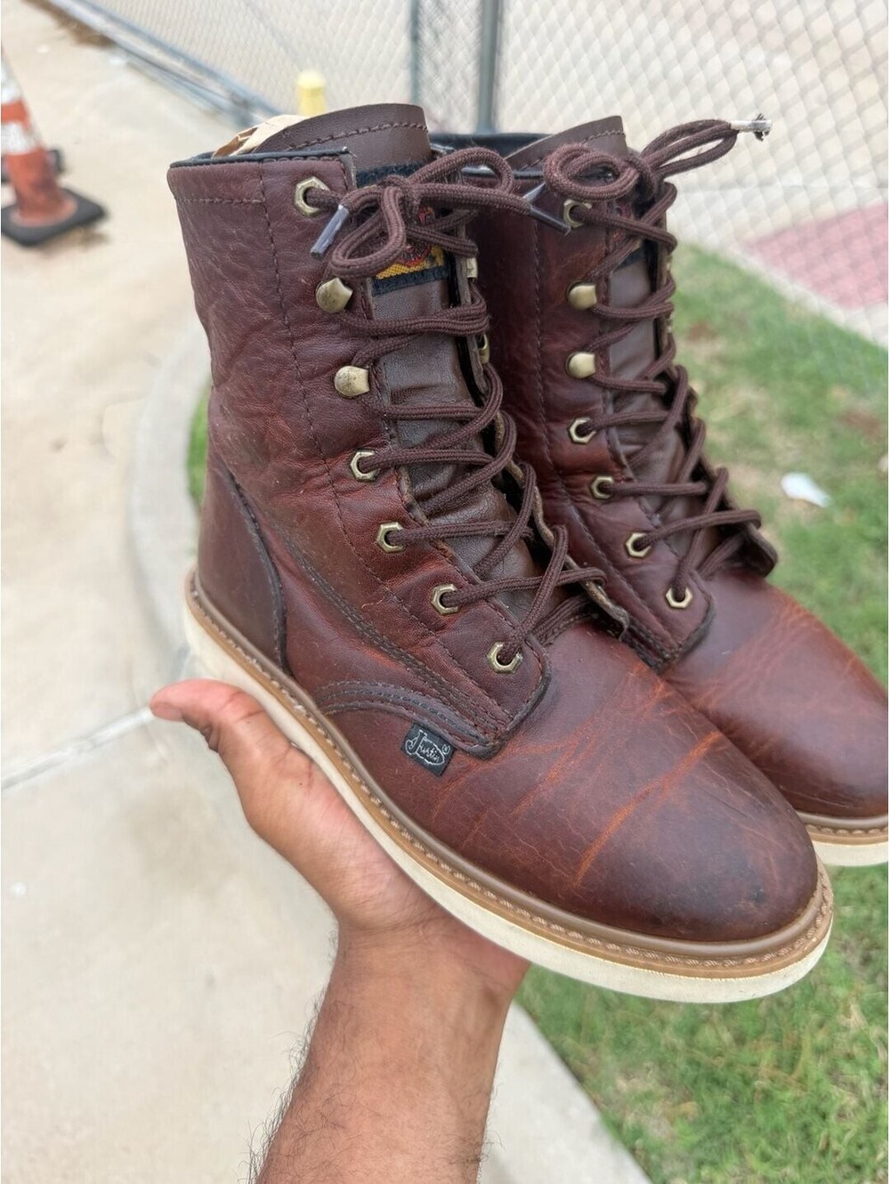 Justin Lace-Up Wedge Sole Work Boots